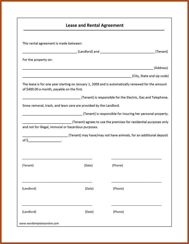 Blank Lease Agreement Forms