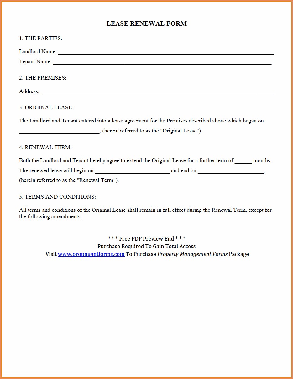 Blank Lease Renewal Forms