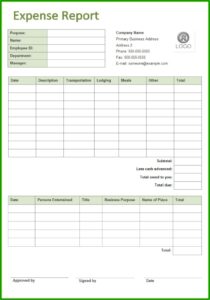 Business Expense Report Template Free