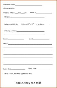 Catering Form Template Free