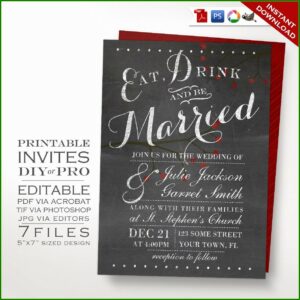 Chalkboard Wedding Invitation Template Free