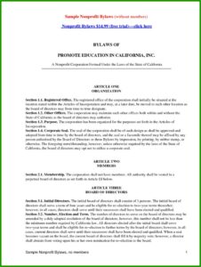Charity Bylaws Template Canada