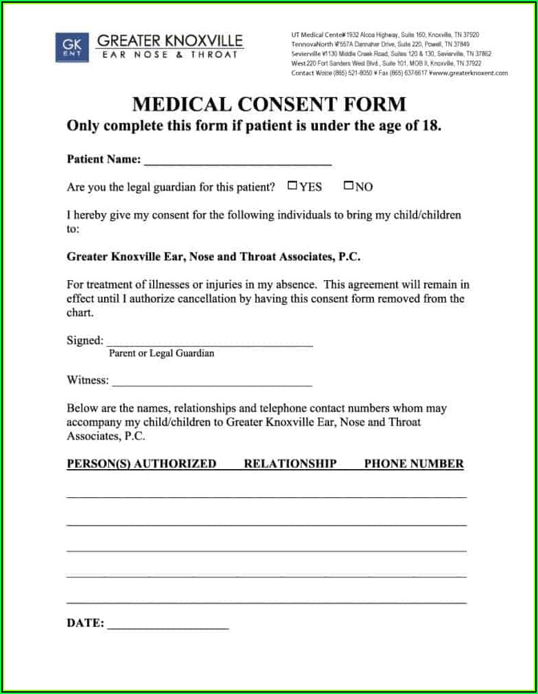Child Medical Consent Form Template Uk