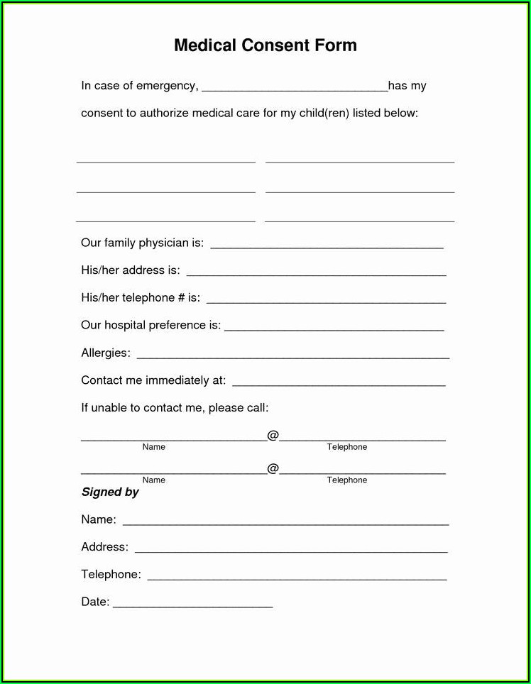 Child Medical Consent Forms