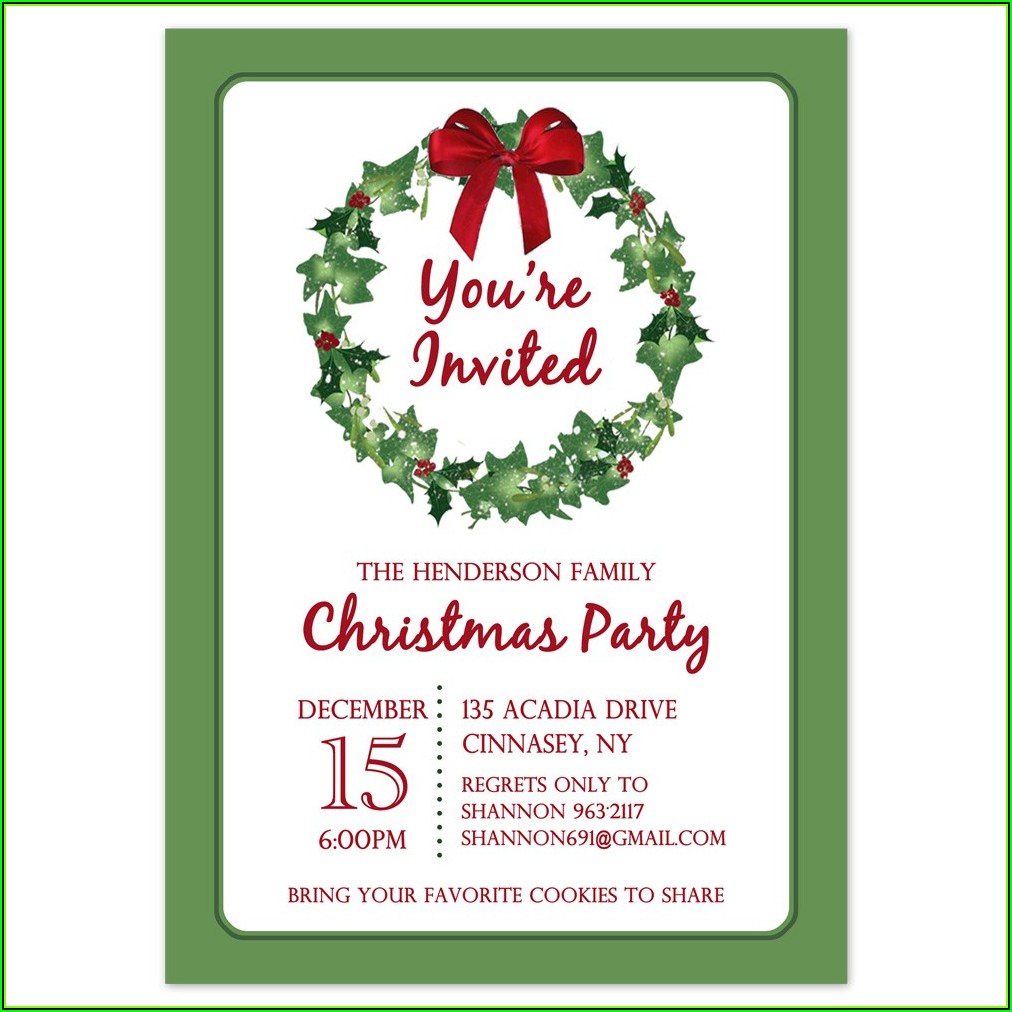 Christmas Party Invitation Template Printable