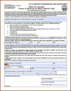 Colorado Specific Power Of Attorney Form