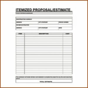 Contractor Estimate Forms Templates