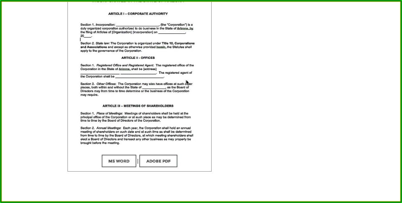 Corporate Bylaw Template
