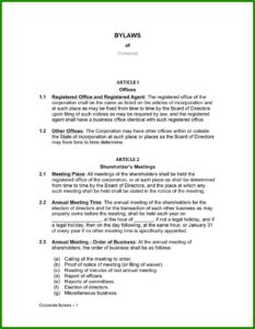 Corporate Bylaws Template Pdf