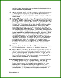 Corporate Bylaws Template Word
