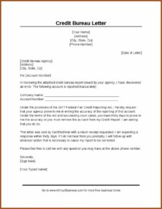 Credit Bureau Dispute Form Pdf