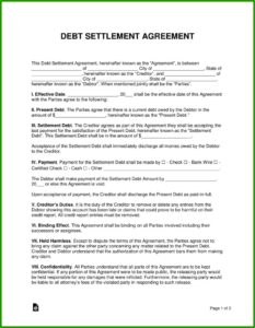 Debt Settlement Agreement Letter Pdf
