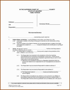 Divorce Settlement Agreement Form Georgia