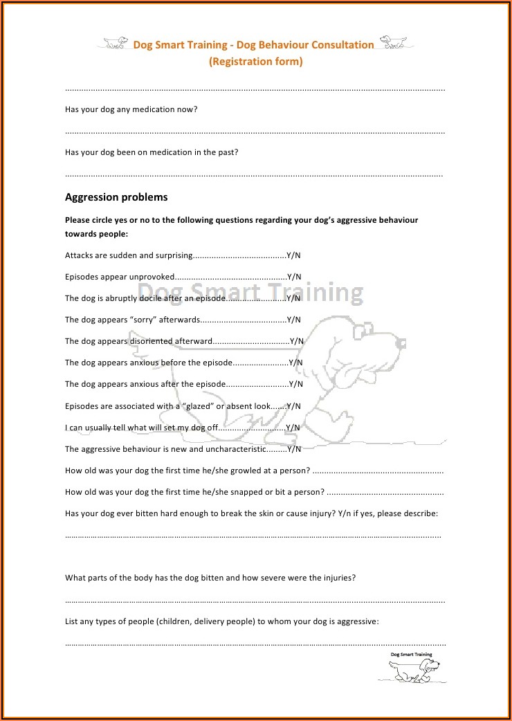 Dog Training Registration Form Template