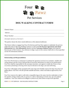 Dog Walker Contract Template Uk