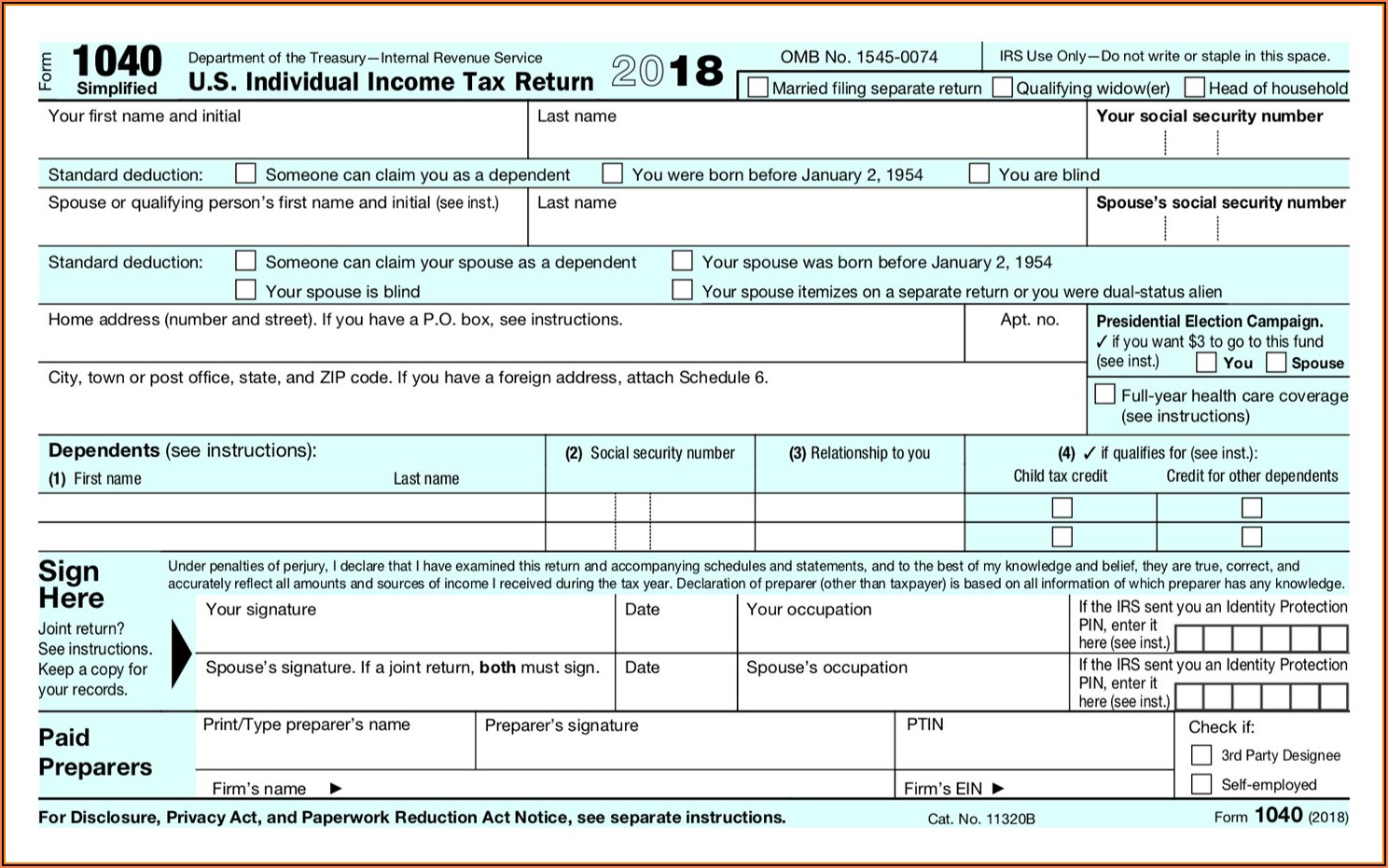 Downloadable Tax Forms 2018