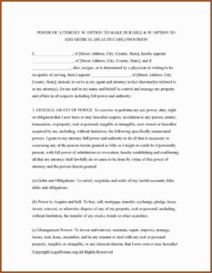 Durable Healthcare Power Of Attorney Form