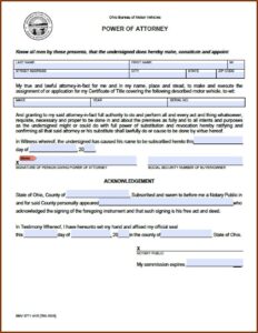 Durable Healthcare Power Of Attorney Form Ohio