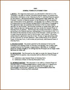 Durable Power Of Attorney For Finances Form Ohio