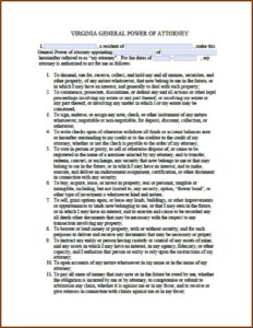 Durable Power Of Attorney For Finances Form Virginia
