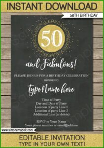 Editable 50th Birthday Invitation Templates Free