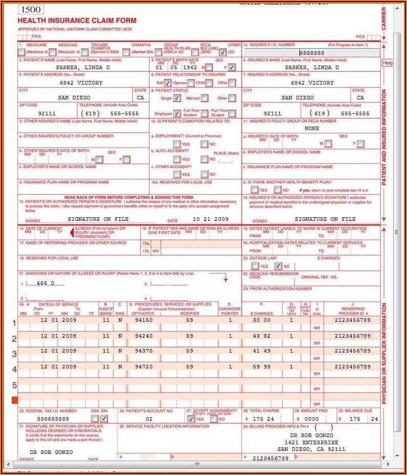 Example Cms 1500 Form