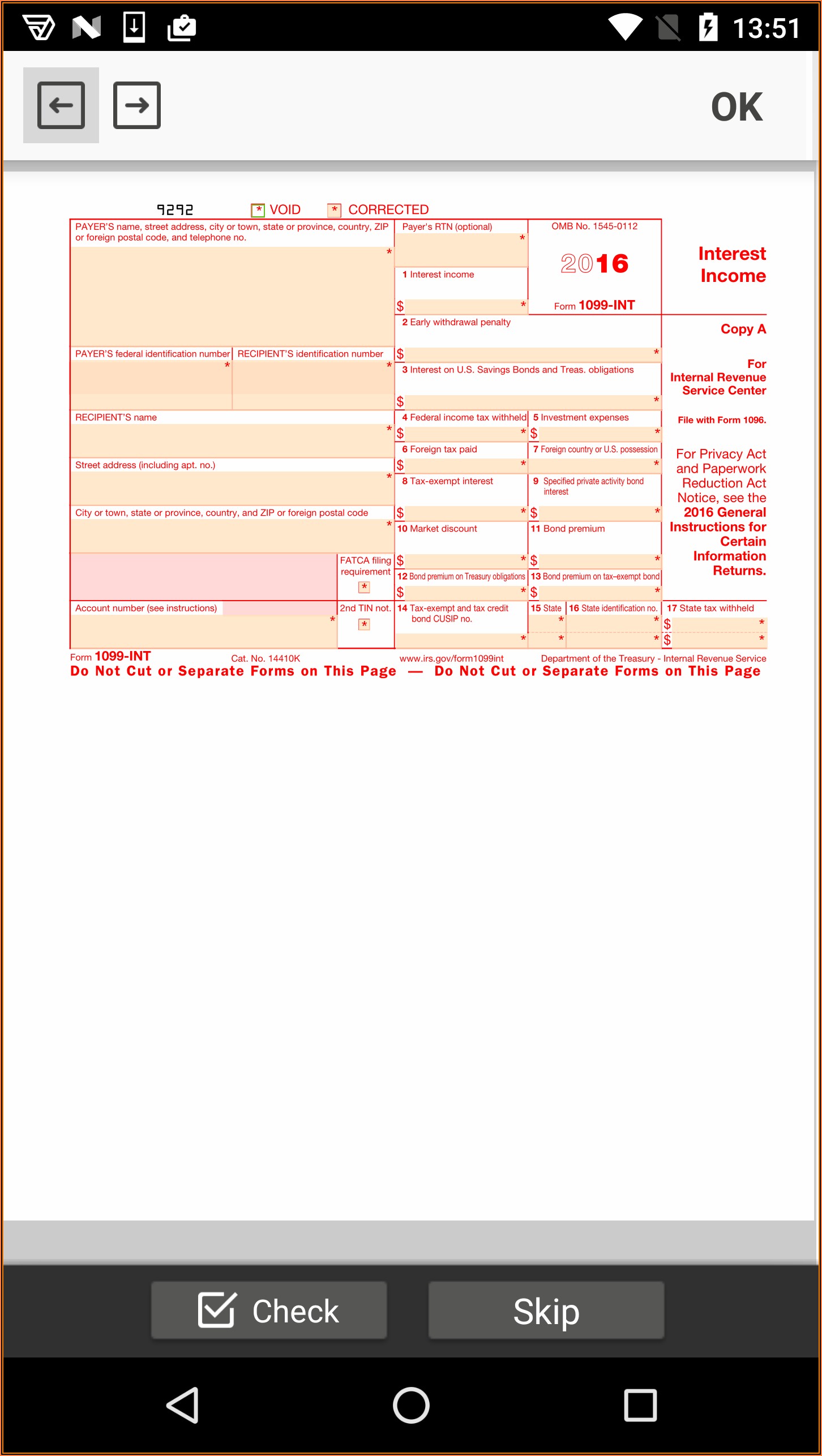 Fillable Form 1099 Int 2019