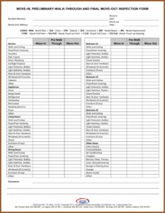 Final Walk Through Form For Tenant
