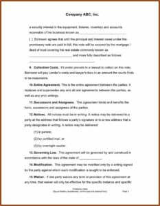 Form Of Promissory Note California
