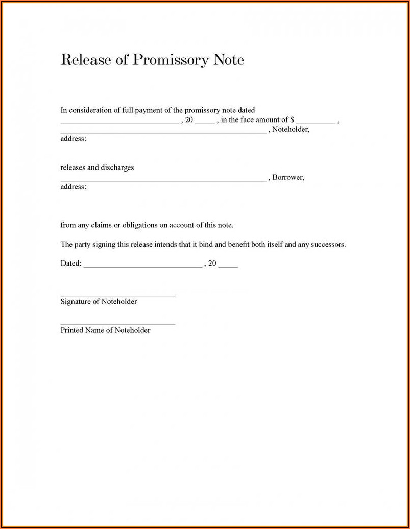 Form Of Promissory Note