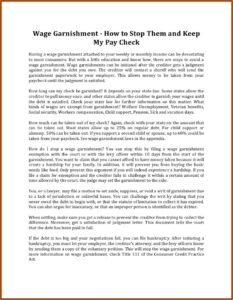 Form To Stop Wage Garnishment