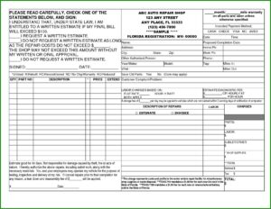 Free Auto Body Repair Estimate Template Forms