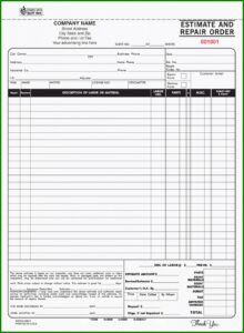 Free Auto Repair Estimate Template Forms
