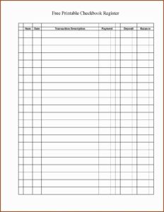 Free Checkbook Register Form
