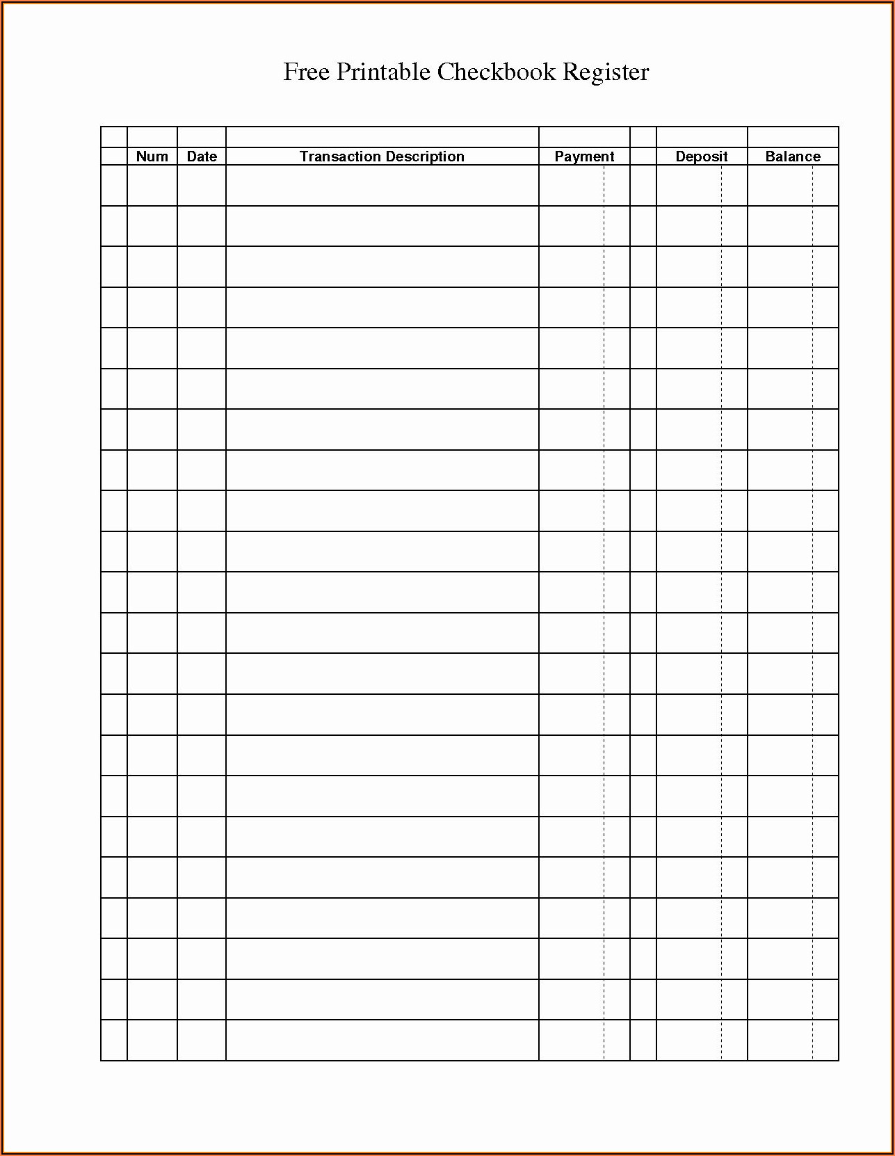 Free Checkbook Register Form