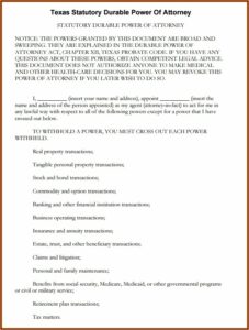 Free Financial Power Of Attorney Form Texas