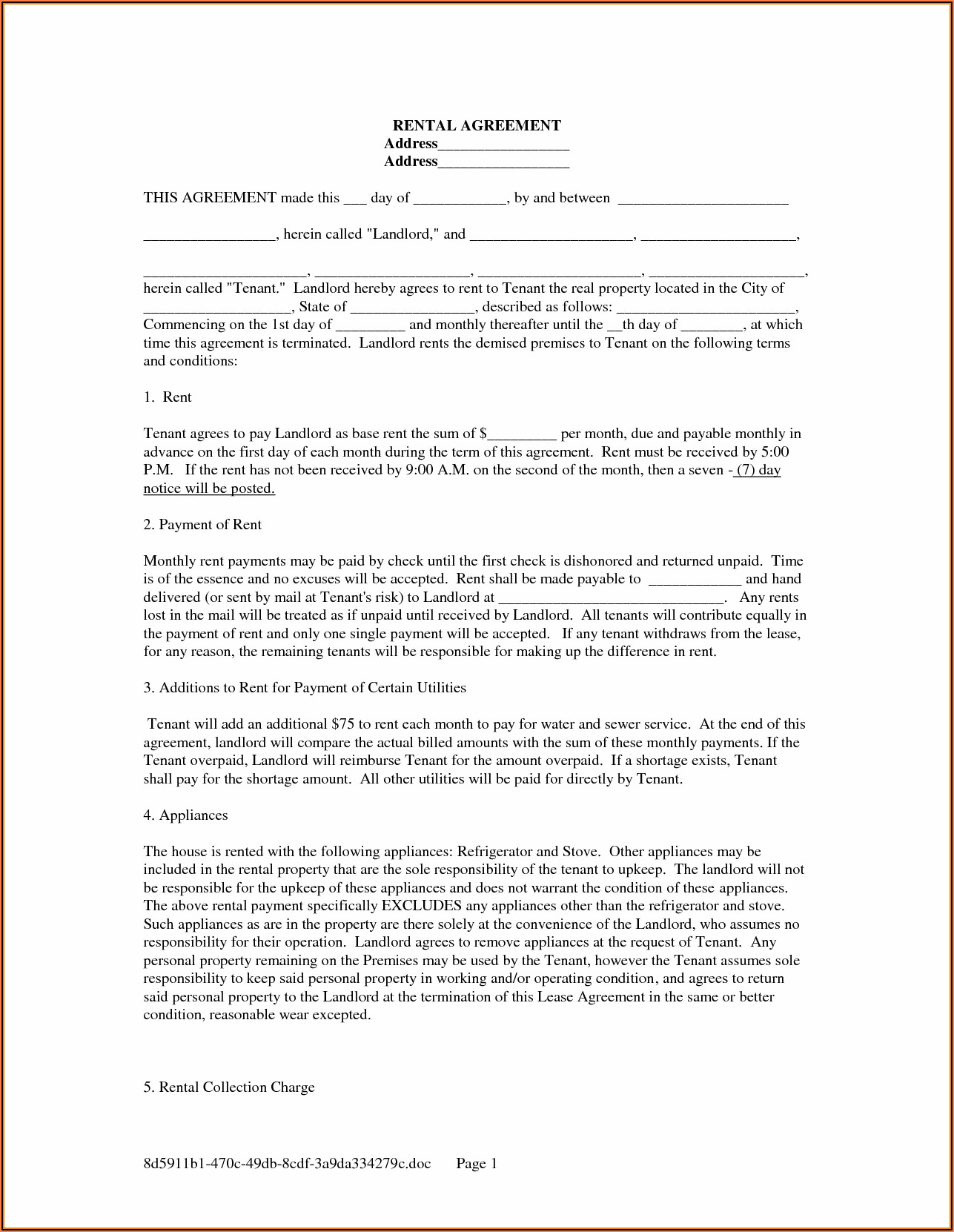 Free Lease Rental Agreement Forms