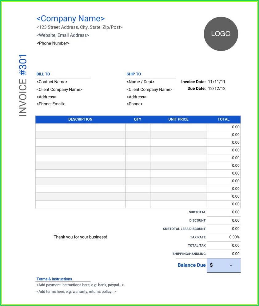 Free Microsoft Excel Invoice Templates