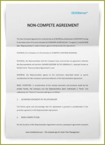Free Non Compete Agreement Template Word