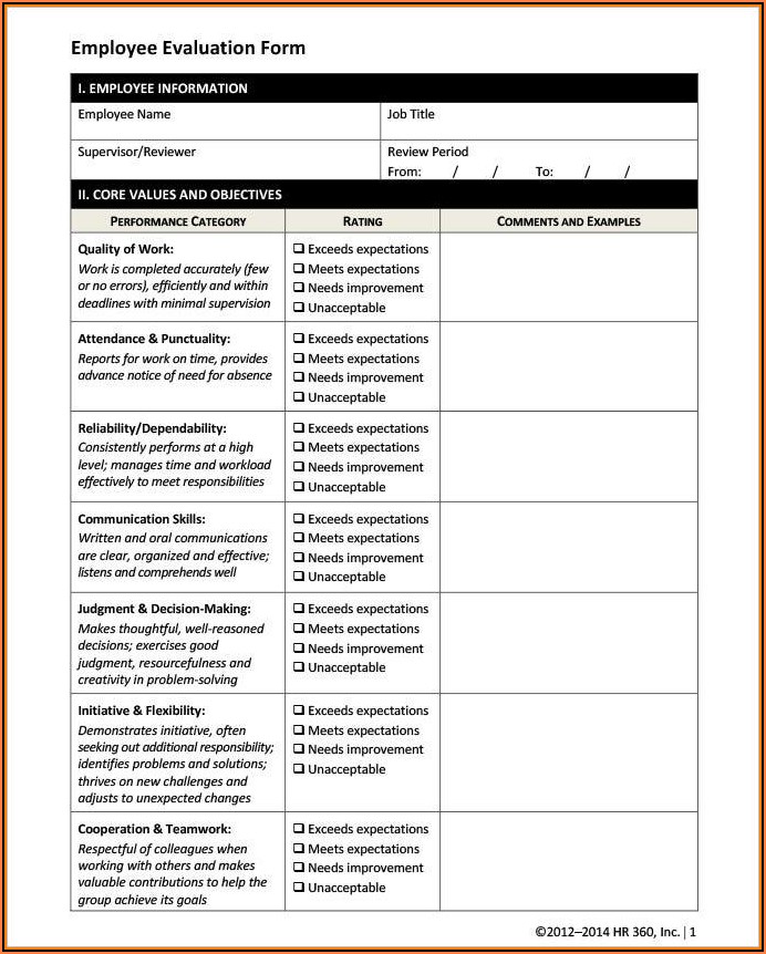 Free Online Employee Evaluation Forms