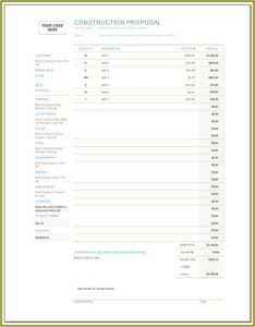 Free Printable Construction Proposal Template