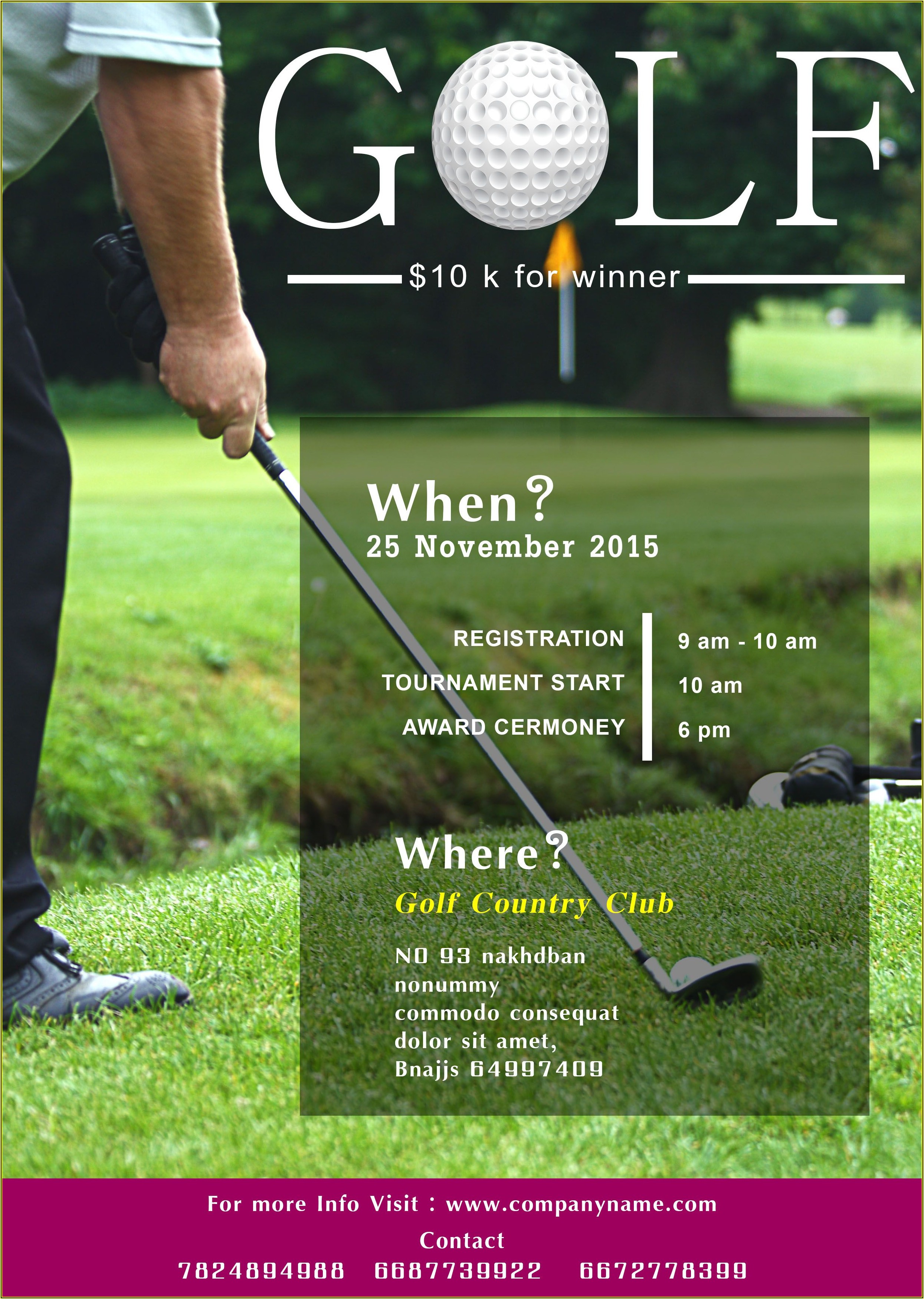 Free Printable Golf Tournament Flyer Template