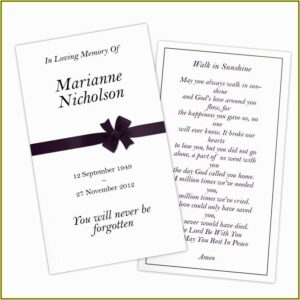 Free Printable Memorial Card Template