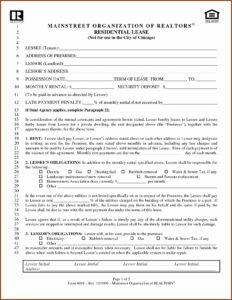 Free Printable Residential Lease Agreement Forms