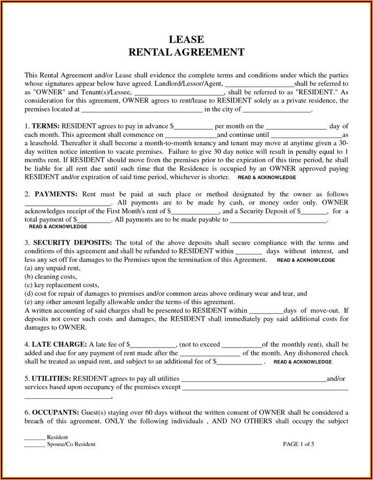 Free Printable Sublease Agreement Forms