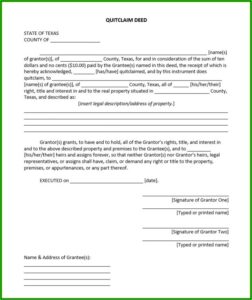 Free Quit Claim Deed Template Word