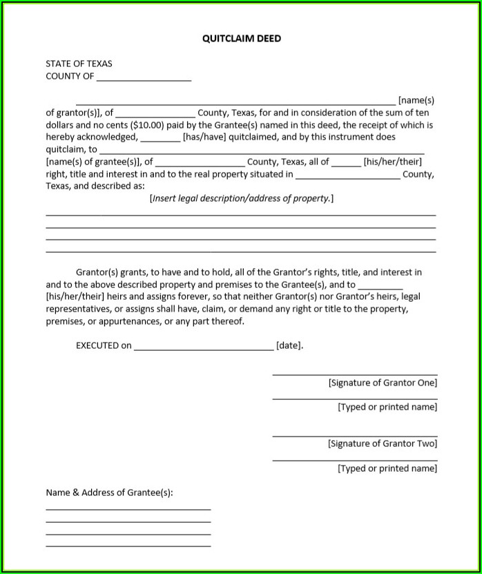 Free Quit Claim Deed Template Word