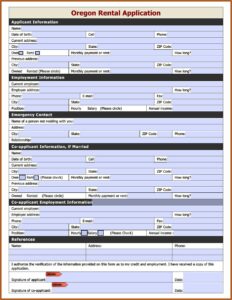 Free Rental Application Forms Oregon