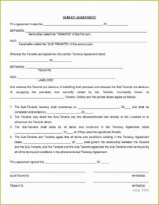 Free Sublease Agreement Template Word Ontario