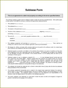 Free Sublease Agreement Template Word Uk